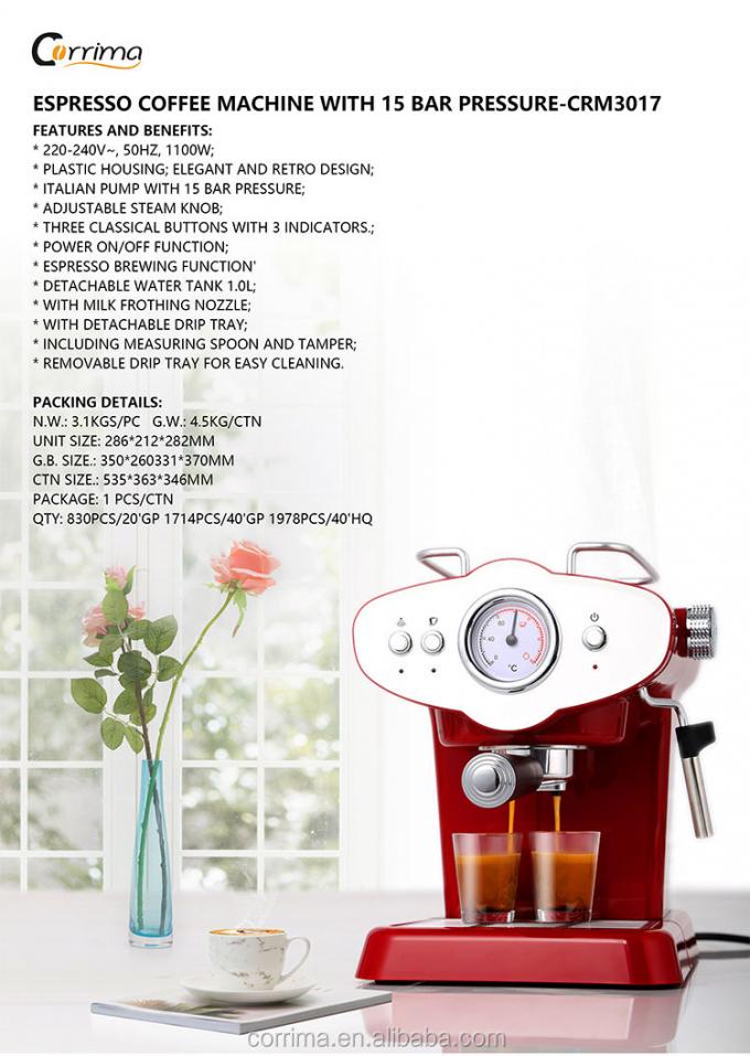 ULKA Pump Home Cappuccino Maker , 15bar Office Cappuccino Machine With